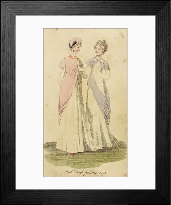 Framed Print : Fashion Plate (Full Dress for Decr. 1798), 1798. Creator: Unknown Framed Print : Fashion Plate (Full Dress for Decr. 1798), 1798. Creator: Unknown