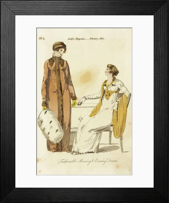 Framed Print : Fashion Plate (Fashionable Morning and Evening Dresses), 1813. Creator: Unknown Framed Print : Fashion Plate (Fashionable Morning and Evening Dresses), 1813. Creator: Unknown