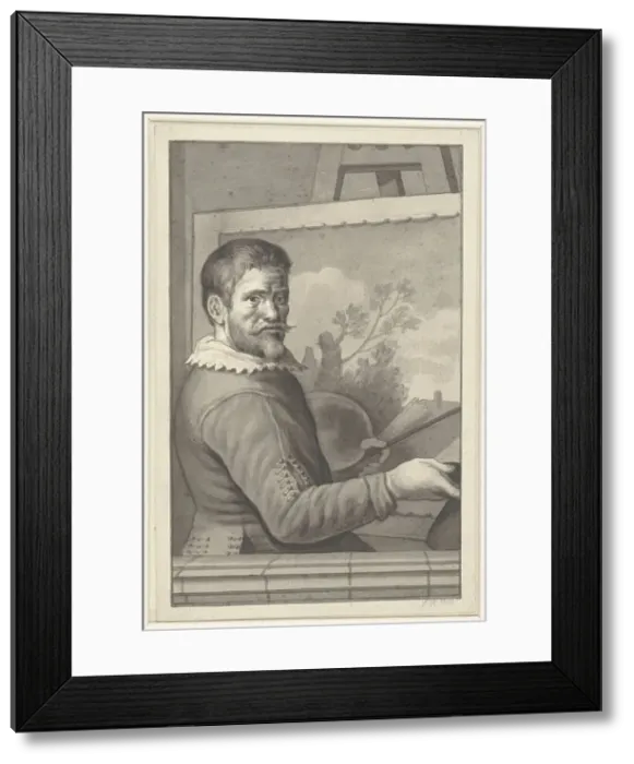 Framed Print : Portrait of an unknown painter at his easel, 1700-1800. Creator: Anon Framed Print : Portrait of an unknown painter at his easel, 1700-1800. Creator: Anon