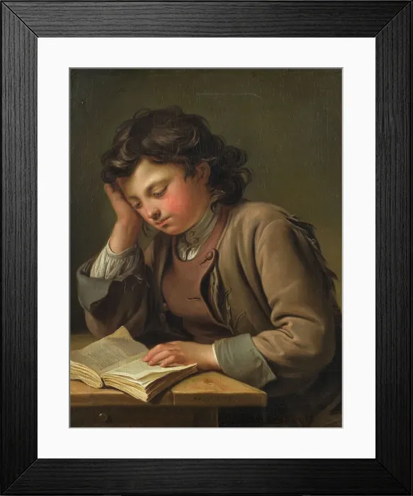 Framed Print : Reading boy, 1758. Creator: Per Krafft the Elder Framed Print : Reading boy, 1758. Creator: Per Krafft the Elder