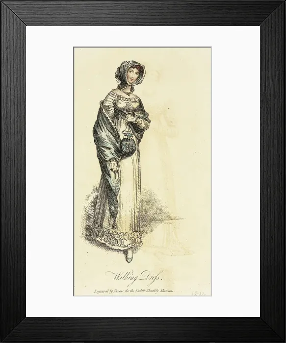 Framed Print : Fashion Plate (Walking Dress), 1814. Creator: Unknown Framed Print : Fashion Plate (Walking Dress), 1814. Creator: Unknown
