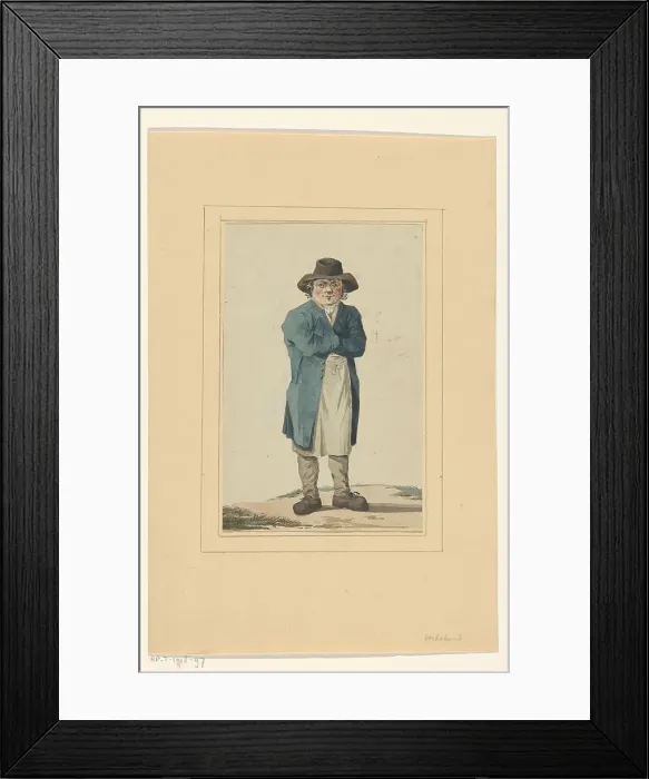 Framed Print : Standing man in blue jacket, 1700-1800. Creator: Anon Framed Print : Standing man in blue jacket, 1700-1800. Creator: Anon