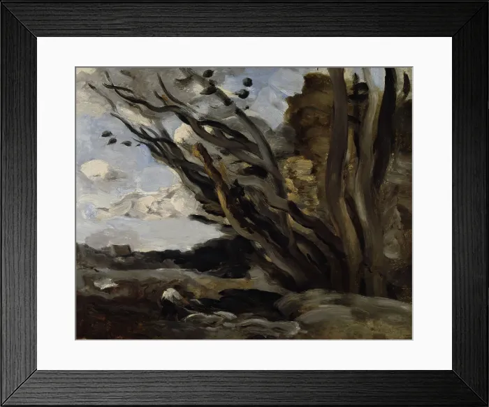 Framed Print : The Blast, mid-late 19th century. Creator: Jean-Baptiste-Camille Corot Framed Print : The Blast, mid-late 19th century. Creator: Jean-Baptiste-Camille Corot