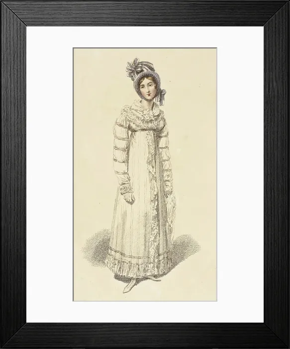 Framed Print : Fashion Plate (Morning Walking Dress), 1816. Creator: Unknown Framed Print : Fashion Plate (Morning Walking Dress), 1816. Creator: Unknown