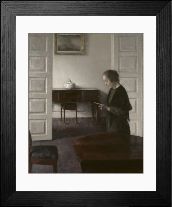 Framed Print : Interior with a Reading Lady, 1900. Creator: Vilhelm Hammershoi Framed Print : Interior with a Reading Lady, 1900. Creator: Vilhelm Hammershoi