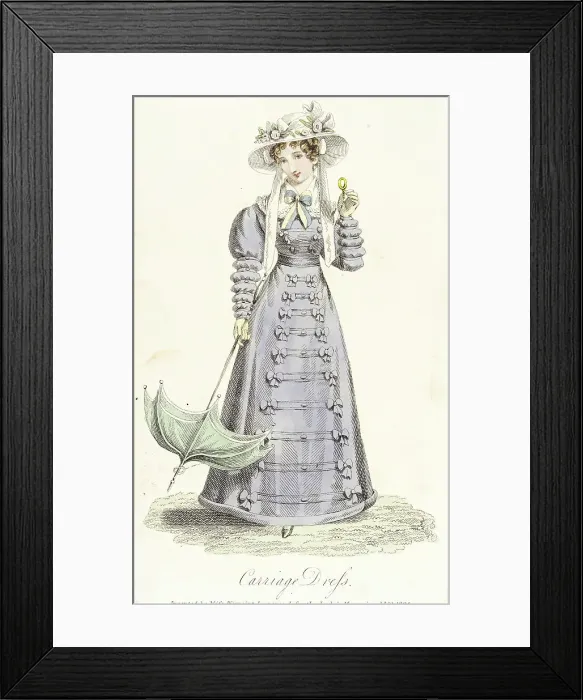 Framed Print : Fashion Plate (Carriage Dress), 1825. Creator: Unknown Framed Print : Fashion Plate (Carriage Dress), 1825. Creator: Unknown