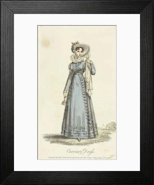 Framed Print : Fashion Plate (Carriage Dress), 1825. Creator: Unknown Framed Print : Fashion Plate (Carriage Dress), 1825. Creator: Unknown