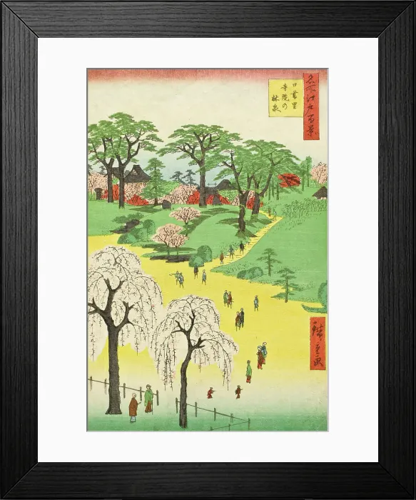 Framed Print : Temple Gardens, Nippori (Nippori jiin rinsen), 1857. Creator: Ando Hiroshige Framed Print : Temple Gardens, Nippori (Nippori jiin rinsen), 1857. Creator: Ando Hiroshige