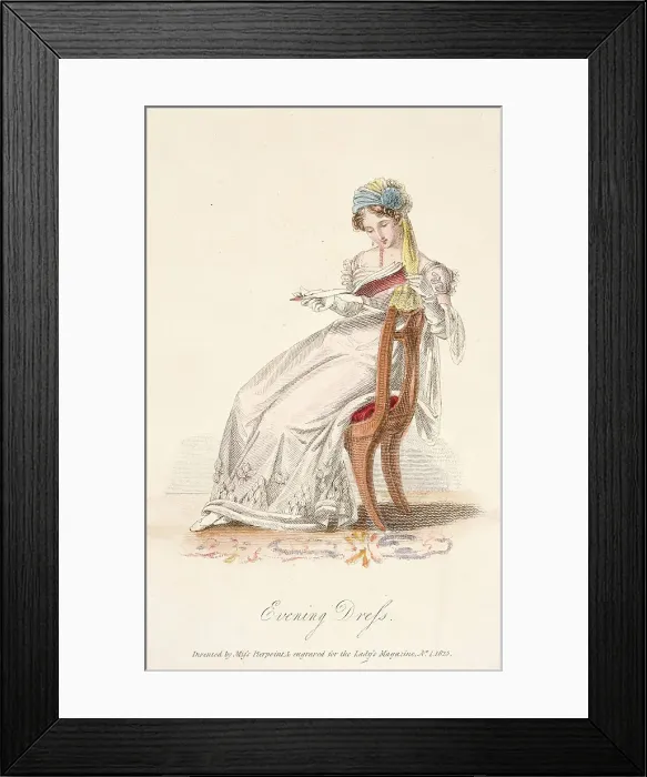 Framed Print : Fashion Plate (Evening Dress), 1825. Creator: Unknown Framed Print : Fashion Plate (Evening Dress), 1825. Creator: Unknown