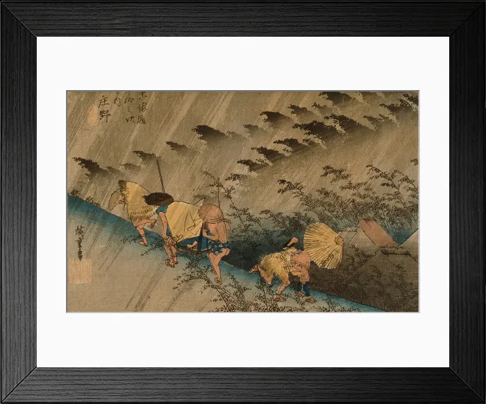 Framed Print : Sudden Shower at Shono, 19th century. Creator: Ando Hiroshige Framed Print : Sudden Shower at Shono, 19th century. Creator: Ando Hiroshige