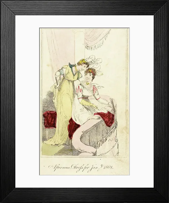 Framed Print : Fashion Plate (Afternoon Dress for Jany. 1801), 1801. Creator: Unknown Framed Print : Fashion Plate (Afternoon Dress for Jany. 1801), 1801. Creator: Unknown