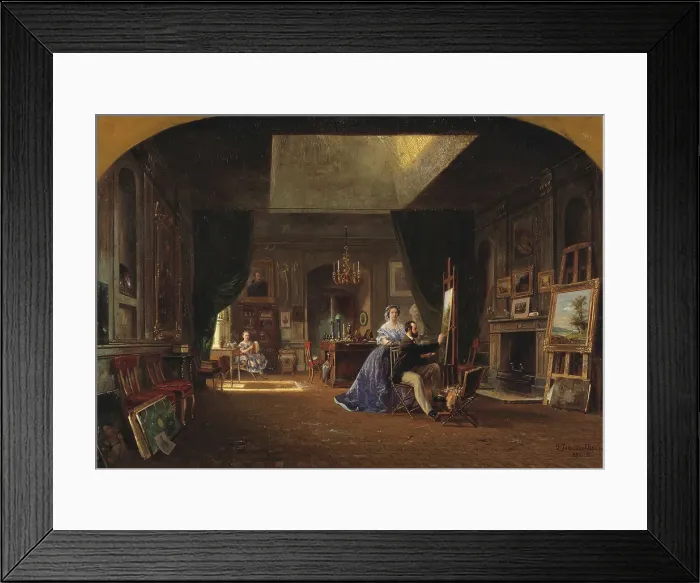 Framed Print : Charles XV's studio. In the studio, King Charles XV can be seen sitting at his easel... 1862. Creator: Pierre Henri Tetar Van Elven Framed Print : Charles XV's studio. In the studio, King Charles XV can be seen sitting at his easel... 1862. Creator: Pierre Henri Tetar Van Elven