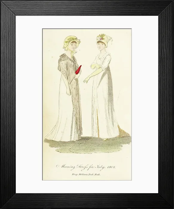 Framed Print : Fashion Plate (Morning Dress for July, 1801), 1801. Creator: Unknown Framed Print : Fashion Plate (Morning Dress for July, 1801), 1801. Creator: Unknown