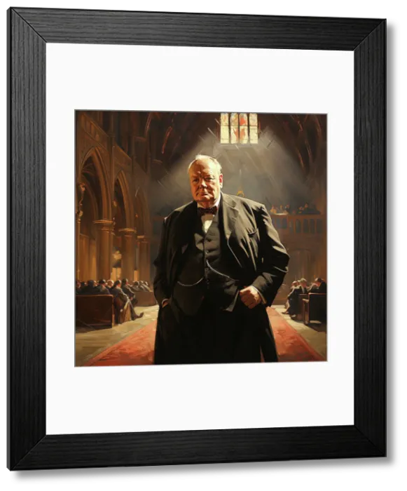 Framed Print : AI IMAGE - Portrait of Winston Churchill, 1950s, (2023). Creator: Heritage Images Framed Print : AI IMAGE - Portrait of Winston Churchill, 1950s, (2023). Creator: Heritage Images