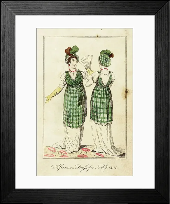 Framed Print : Fashion Plate (Afternoon Dress for Feby. 1801), 1801. Creator: Unknown Framed Print : Fashion Plate (Afternoon Dress for Feby. 1801), 1801. Creator: Unknown