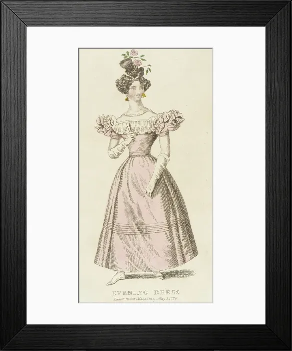 Framed Print : Fashion Plate (Evening Dress), 1829. Creator: Unknown Framed Print : Fashion Plate (Evening Dress), 1829. Creator: Unknown