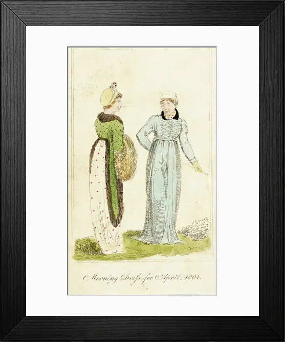 Framed Print : Fashion Plate (Morning Dress for April, 1801), 1801. Creator: Unknown Framed Print : Fashion Plate (Morning Dress for April, 1801), 1801. Creator: Unknown