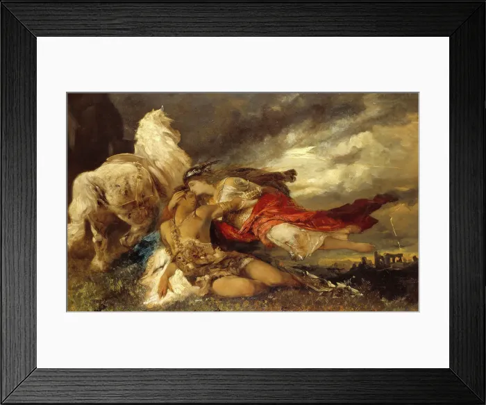 Framed Print : Valkyrie and a Dying Hero, late 19th century. Creator: Hans Makart Framed Print : Valkyrie and a Dying Hero, late 19th century. Creator: Hans Makart