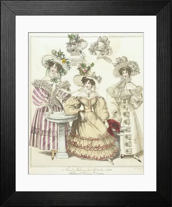 Framed Print : Fashion Plate (Walking & Dinner Dresses), 1829. Creator: Unknown. Fashion Plate (Walking & Dinner Dresses), 1829. Creator: Unknown Framed Print : Fashion Plate (Walking & Dinner Dresses), 1829. Creator: Unknown. Fashion Plate (Walking & Dinner Dresses), 1829. Creator: Unknown