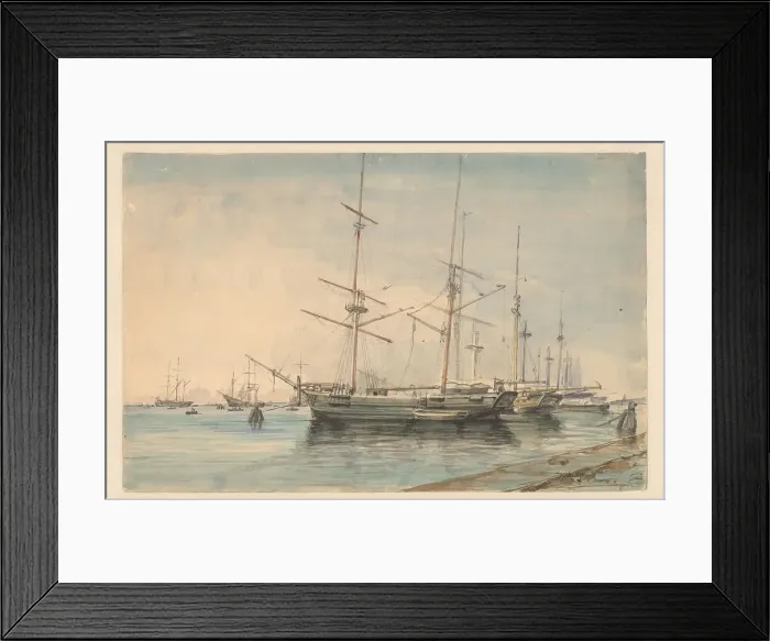 Framed Print : Sailing ships in a harbour, 1829-1879. Creator: Ary Pleijsier Framed Print : Sailing ships in a harbour, 1829-1879. Creator: Ary Pleijsier