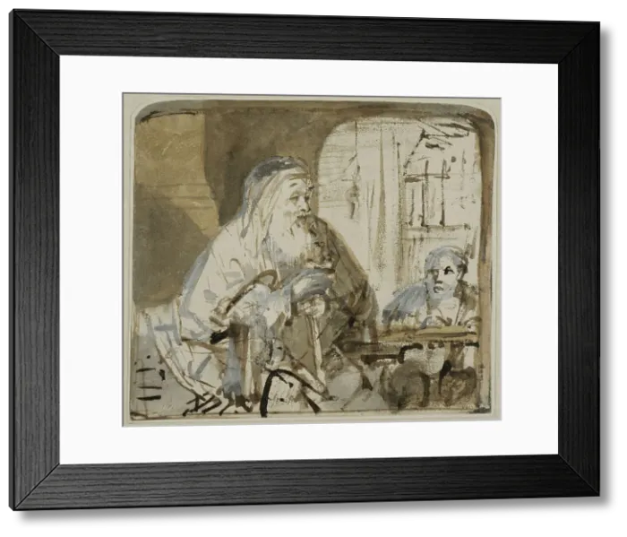 Framed Print : Homer dictates to a scribe. Creator: Rembrandt Harmensz van Rijn Framed Print : Homer dictates to a scribe. Creator: Rembrandt Harmensz van Rijn