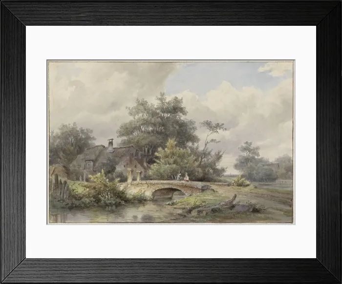 Framed Print : Landscape with a stone bridge near a house, 1813-1862. Creator: Barend Cornelis Koekkoek Framed Print : Landscape with a stone bridge near a house, 1813-1862. Creator: Barend Cornelis Koekkoek