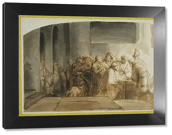 Judas receives the thirty pieces of silver. Creator: Rembrandt Harmensz van Rijn