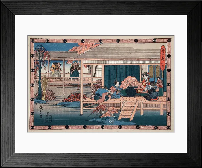 Framed Print : Act IV: Envoys from the Shogun Approach Lady Kaoyo and Group at Enya's... between c1835 and c1839. Creator: Ando Hiroshige