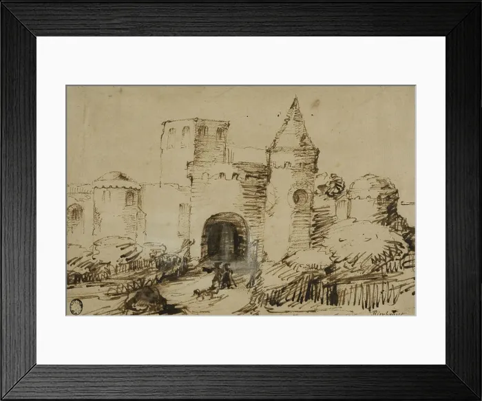 Framed Print : Landscape with mount. Creator: Rembrandt Harmensz van Rijn Framed Print : Landscape with mount. Creator: Rembrandt Harmensz van Rijn