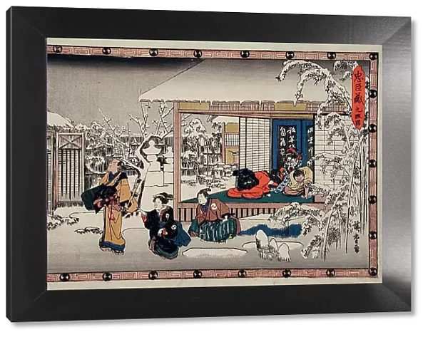 Act IX: Honzo's Suicide in Front of His Family; Yuranosuke Dressed as a... between c1835 and c1839. Creator: Ando Hiroshige