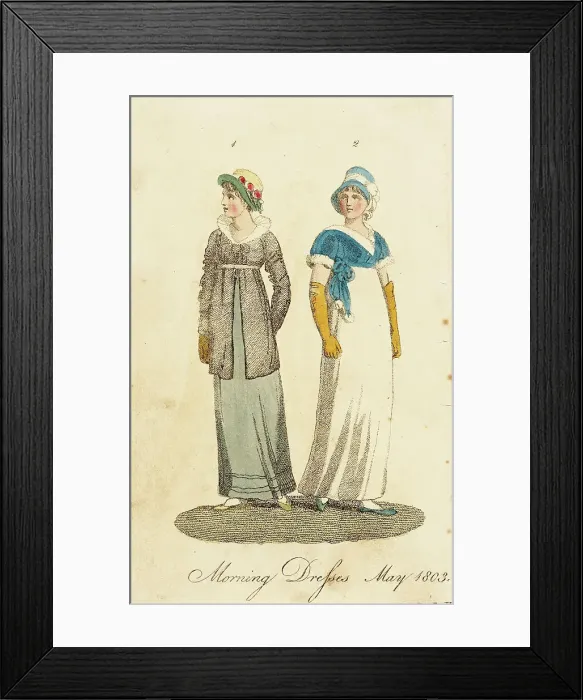 Framed Print : Fashion Plate (Morning Dresses May 1803), 1803. Creator: Unknown Framed Print : Fashion Plate (Morning Dresses May 1803), 1803. Creator: Unknown