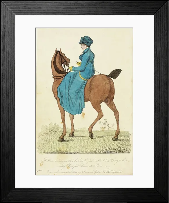 Framed Print : Fashion Plate (A French Lady on Horseback), 1807. Creator: Unknown Framed Print : Fashion Plate (A French Lady on Horseback), 1807. Creator: Unknown
