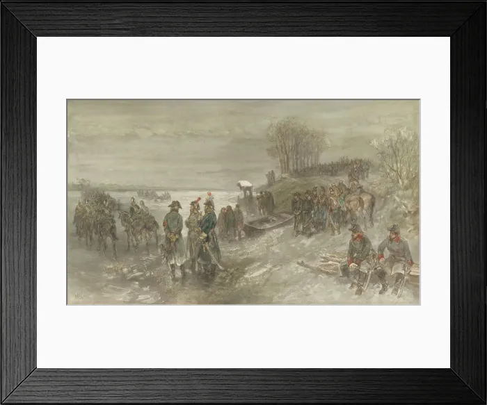 Framed Print : French troops cross a frozen river, 1888. Creator: Charles Rochussen Framed Print : French troops cross a frozen river, 1888. Creator: Charles Rochussen