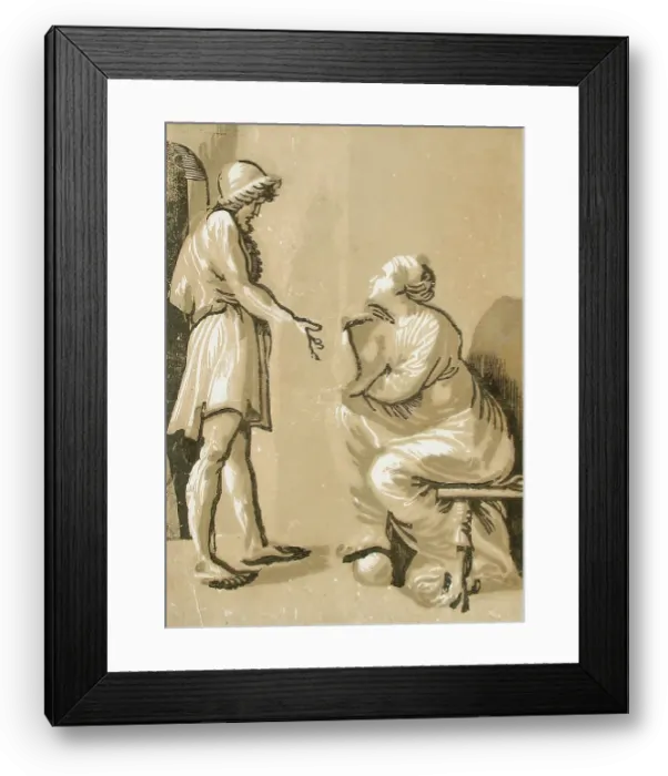 Framed Print : Raphael and His Mistress, Mid-16th century. Creator: Ugo da Carpi Framed Print : Raphael and His Mistress, Mid-16th century. Creator: Ugo da Carpi