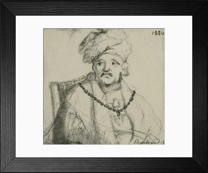 Framed Print : Man wearing a fur hat. Creator: Rembrandt Harmensz van Rijn Framed Print : Man wearing a fur hat. Creator: Rembrandt Harmensz van Rijn