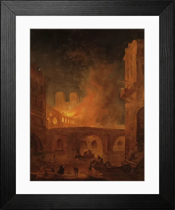 Framed Print : The Fire of Hôtel-Dieu in Paris 1772, (late 18th-early 19th century). Creator: Hubert Robert Framed Print : The Fire of Hôtel-Dieu in Paris 1772, (late 18th-early 19th century). Creator: Hubert Robert