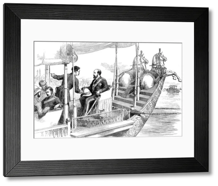 Framed Print : The Prince of Wales on board the State Barge of the Maharajah at Benares...1876. Creator: Unknown Framed Print : The Prince of Wales on board the State Barge of the Maharajah at Benares...1876. Creator: Unknown