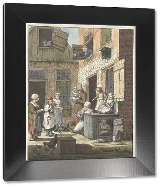 Group of people in front of a house, 1758-1808. Creator: Christina Chalon