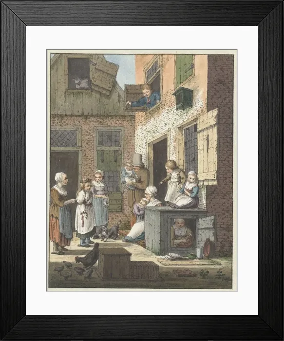 Framed Print : Group of people in front of a house, 1758-1808. Creator: Christina Chalon Framed Print : Group of people in front of a house, 1758-1808. Creator: Christina Chalon