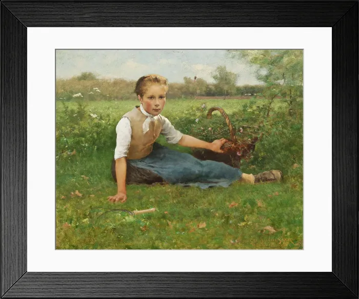 Framed Print : Picking Flowers, 1882. Creator: Hugo Salmson Framed Print : Picking Flowers, 1882. Creator: Hugo Salmson