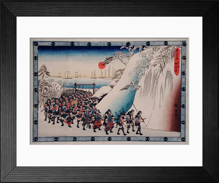 Framed Print : Act XI Sixth Episode: Ronin Enter Sengakuji Temple to Pay Homage to Their...between c1835 and c1839. Creator: Ando Hiroshige Framed Print : Act XI Sixth Episode: Ronin Enter Sengakuji Temple to Pay Homage to Their...between c1835 and c1839. Creator: Ando Hiroshige