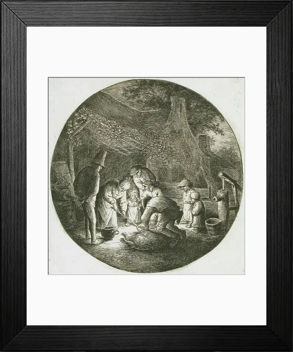 Framed Print : Peasants Killing a Pig, c1642. Creator: Adriaen van Ostade Framed Print : Peasants Killing a Pig, c1642. Creator: Adriaen van Ostade