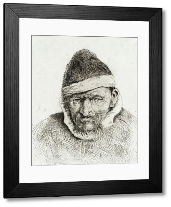 Framed Print : Peasant in a Pointed Fur Cap, c1640. Creator: Adriaen van Ostade Framed Print : Peasant in a Pointed Fur Cap, c1640. Creator: Adriaen van Ostade