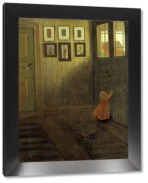 The Girl at the Door. Interior of the Artist's home, Älvängen, 1908. Creator: Ivar Arosenius