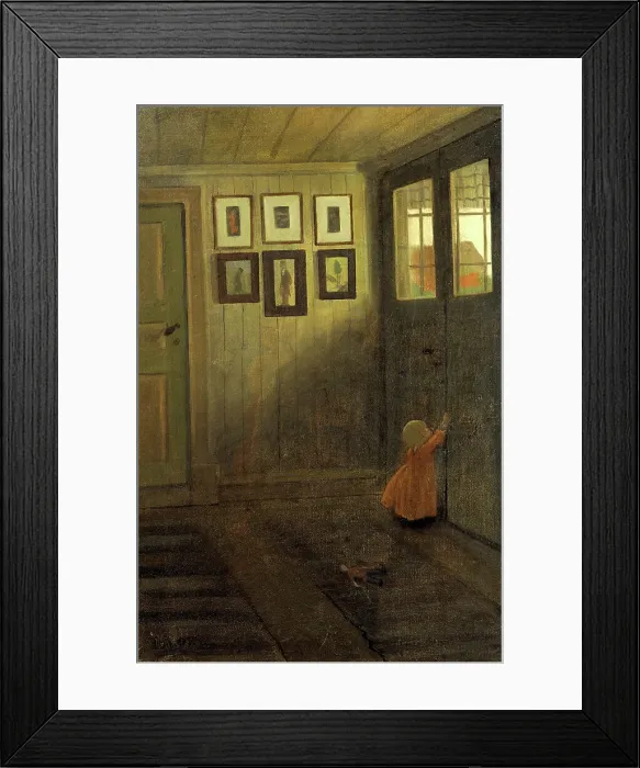 Framed Print : The Girl at the Door. Interior of the Artist's home Framed Print : The Girl at the Door. Interior of the Artist's home