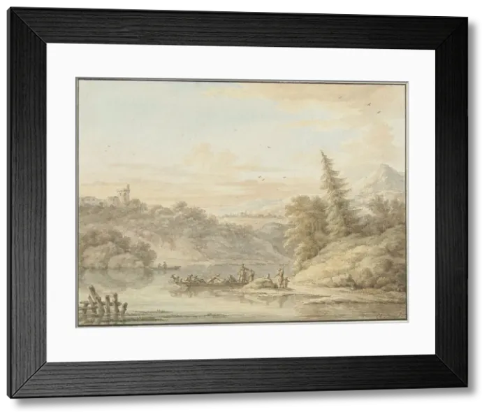 Framed Print : River landscape, 1756-1826. Creator: Cornelis Buys Framed Print : River landscape, 1756-1826. Creator: Cornelis Buys