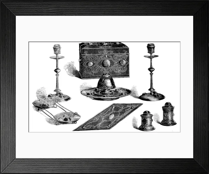 Framed Print : The Queen's Visit to Leeds - Ormolu Writing Table Suite for Her Majesty, 1858. Creator: Unknown Framed Print : The Queen's Visit to Leeds - Ormolu Writing Table Suite for Her Majesty, 1858. Creator: Unknown