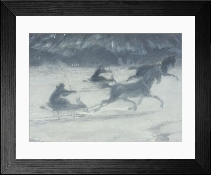 Framed Print : Sleighing on the Ice. Illustration for a Short Story by Per Hallström, 1907. Creator: Johan Axel Gustav Acke Framed Print : Sleighing on the Ice. Illustration for a Short Story by Per Hallström, 1907. Creator: Johan Axel Gustav Acke
