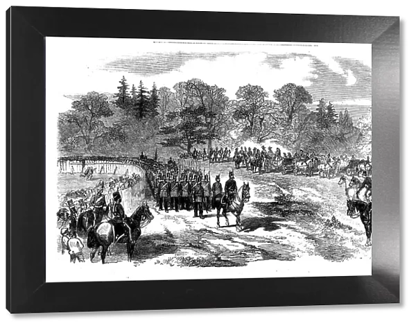 Her Majesty inspecting the Aldershott Division at Frimley, 1858. Creator: Unknown