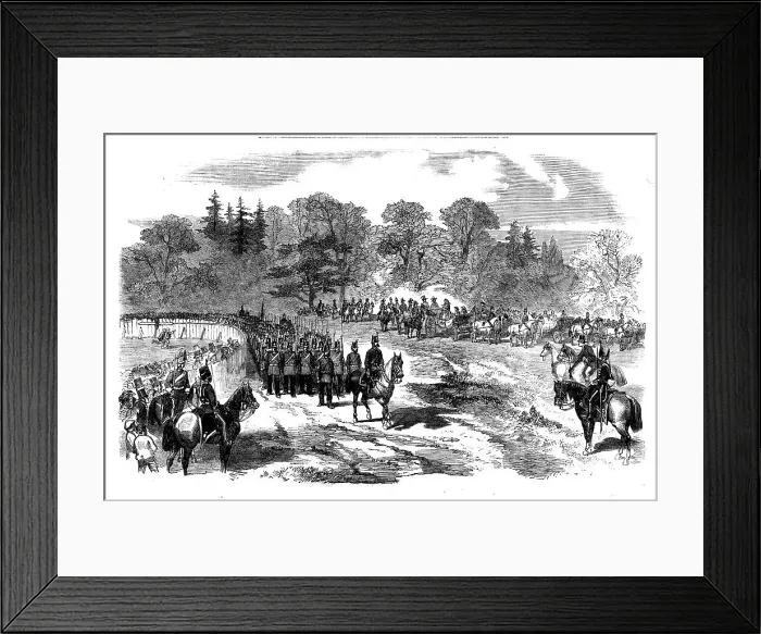 Framed Print : Her Majesty inspecting the Aldershott Division at Frimley, 1858. Creator: Unknown Framed Print : Her Majesty inspecting the Aldershott Division at Frimley, 1858. Creator: Unknown